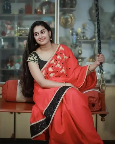 Shylaja Deepak, founder and designer of ACME Designer Collection, in a red saree